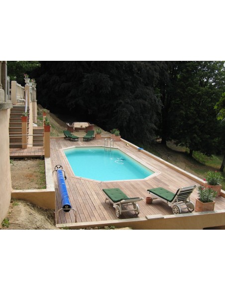 Piscine bois octogonale allongée Mister-Wood 350 x 700 x 130 cm